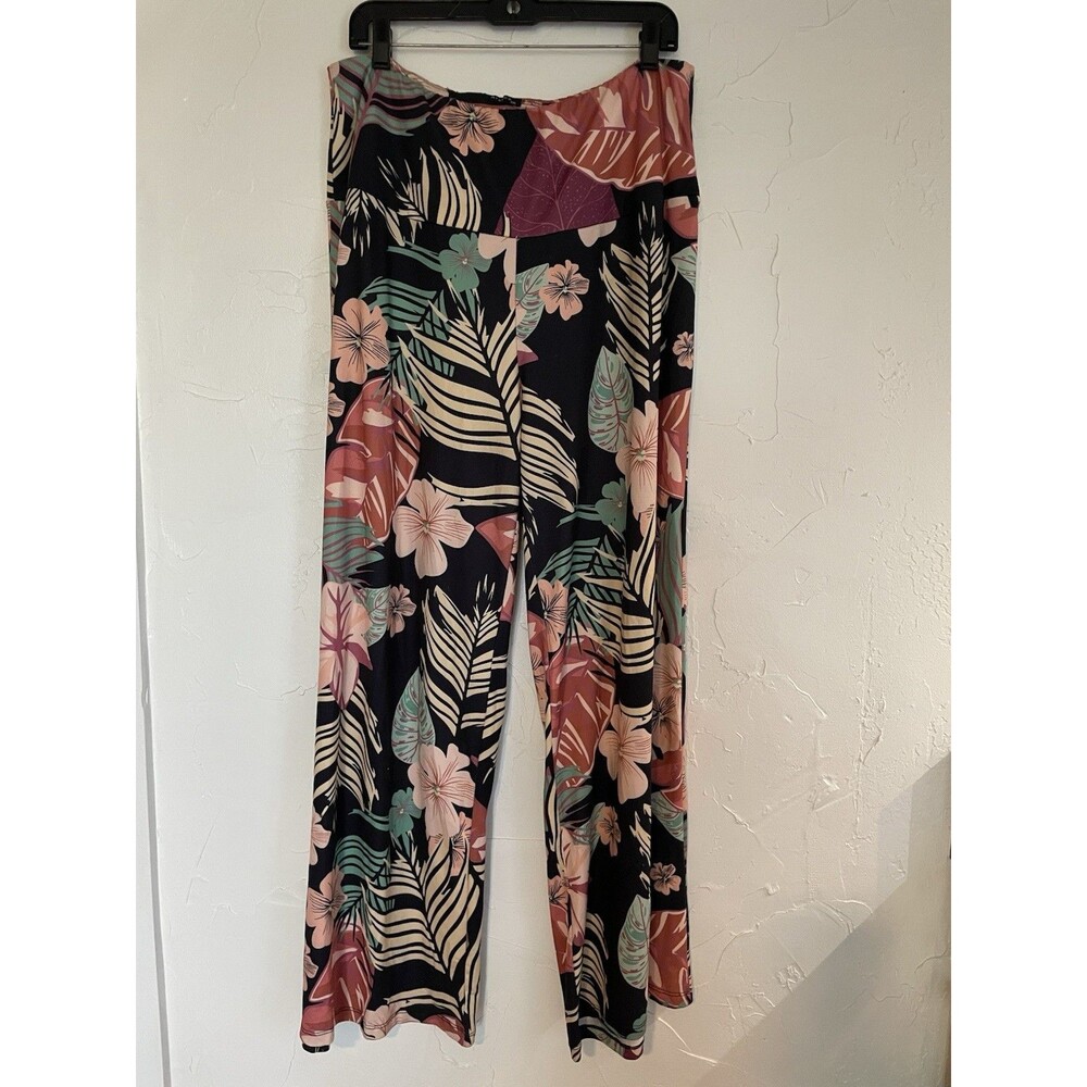 Arolina Palazzo Pants Womens XXL Boho Floral Wide Leg Pull On Stretch